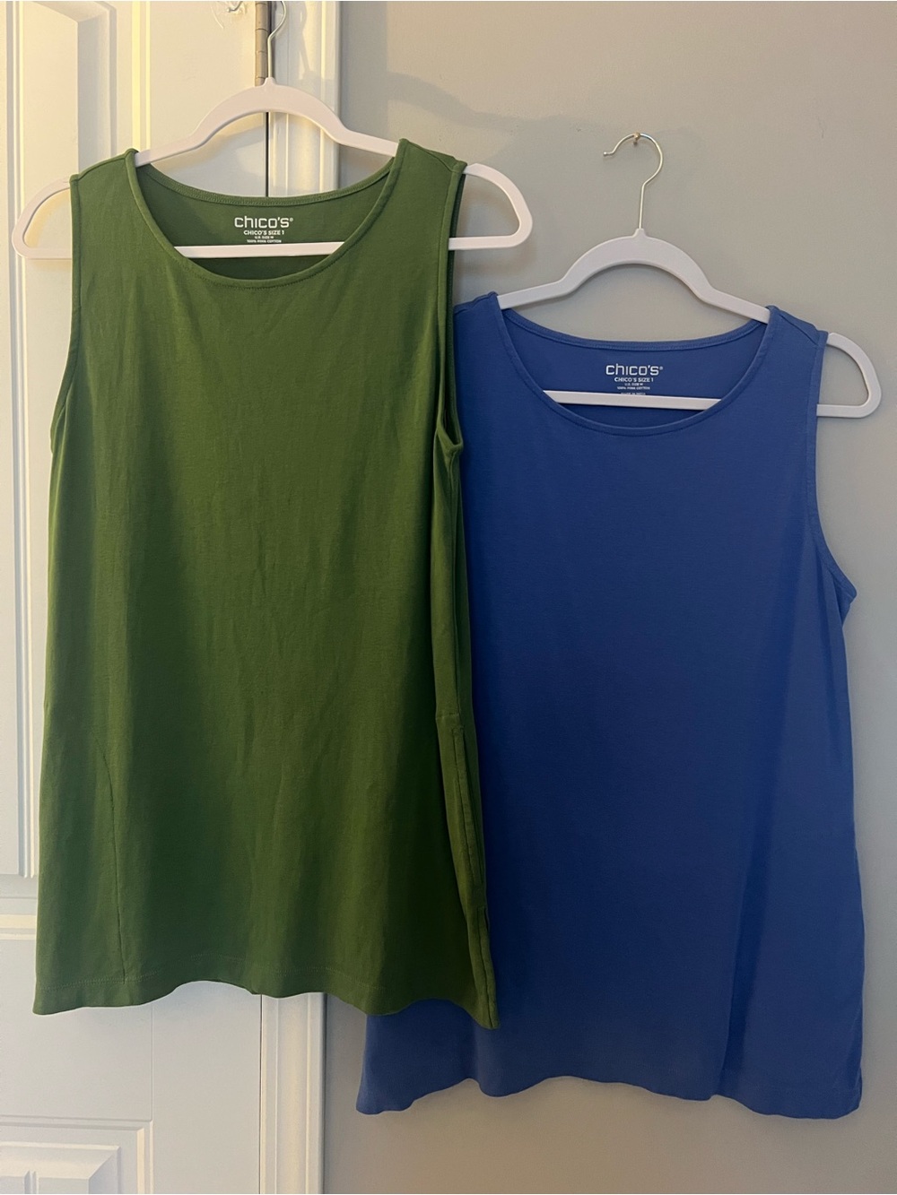 NWOT TWO CHICOS SZ 1/M/8  PRIMA COTTON SLEEVELESS POCKET TUNIC TOPS